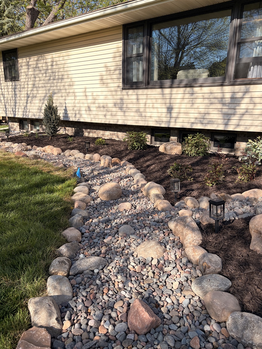 Anoka, MN Creek Bed Drainage & Landscape Installation Project