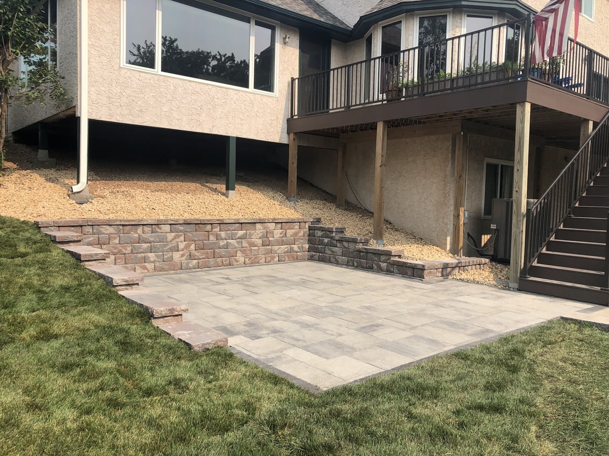 Slope Retaining Wall & Paver Patio Installation Project in Maple Grove, MN